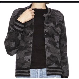 27 Miles cashmere blend camo snap front rock n roll sweater xs
